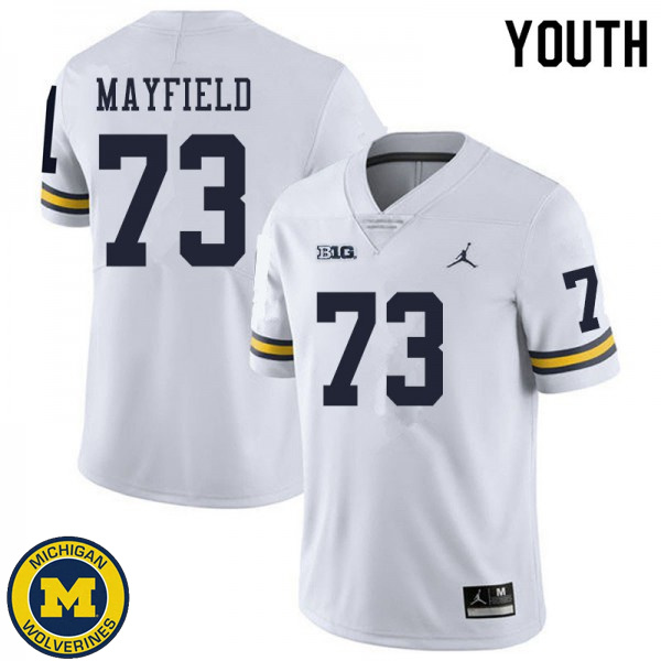 Youth Michigan Wolverines #73 Jalen Mayfield White College Game Football Jersey